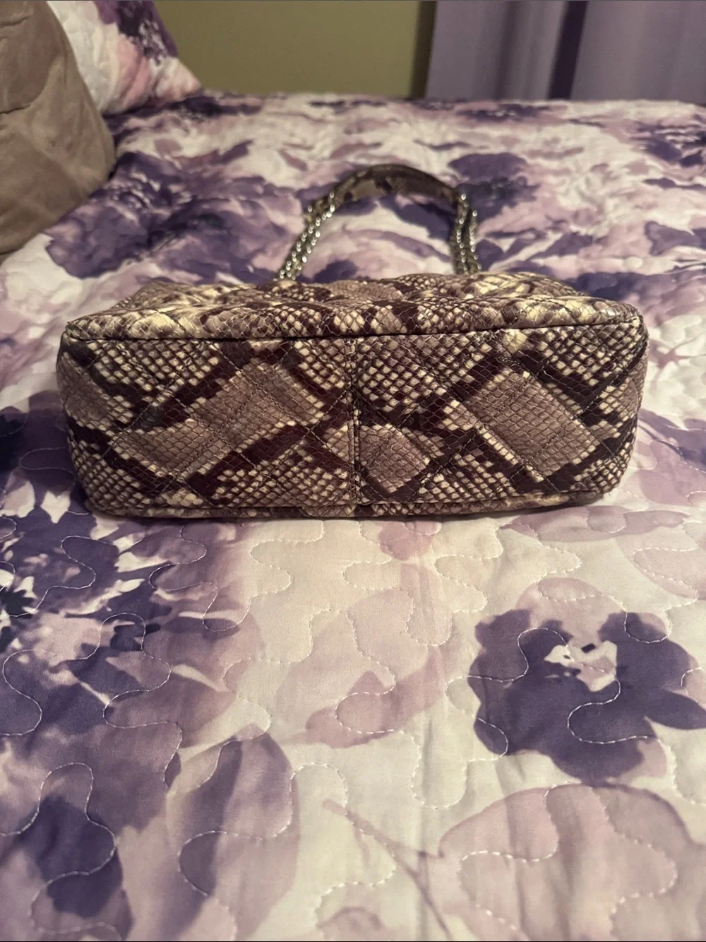 Michael Kors Purple Snake-Embossed Shoulder Bag with Coin Pouch